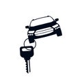 Car with key icon silhouette, buying a car or sales auto Ã¢â¬â vector
